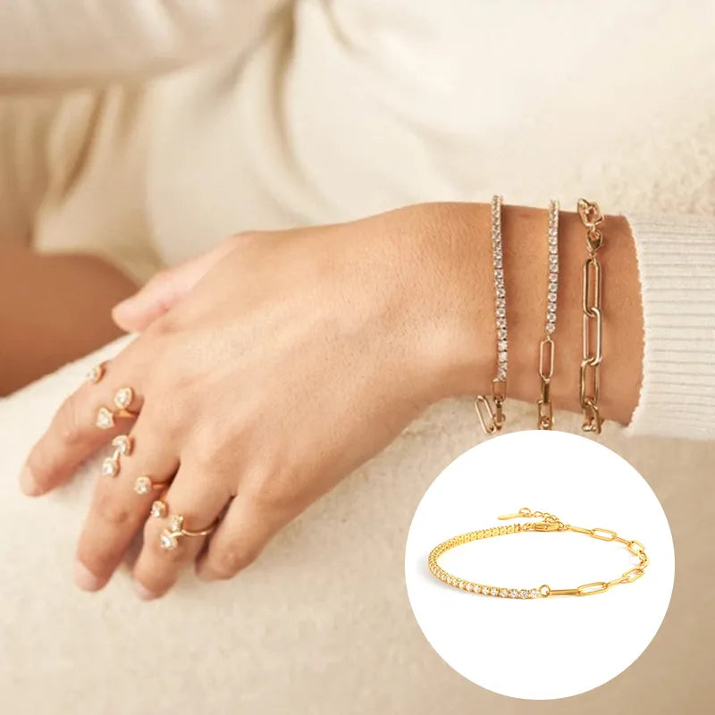 Bracelet chaîne tennis 1/2 (lot)